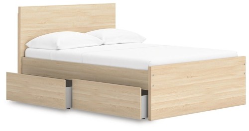 Onita - Natural - Twin Panel Platform Bed With 1 Side Storage