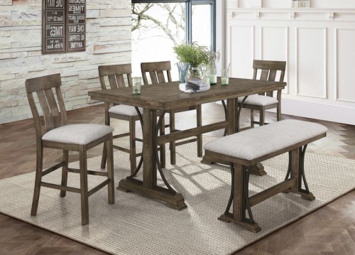Quincy - 6 Piece Counter Dining Room Set - Brown