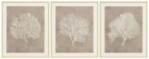 Hendridge - Taupe / White - Wall Art Set (Set of 3)