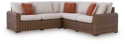 Dolan Creek - 4-Piece Outdoor Sectional - Beige / Brown