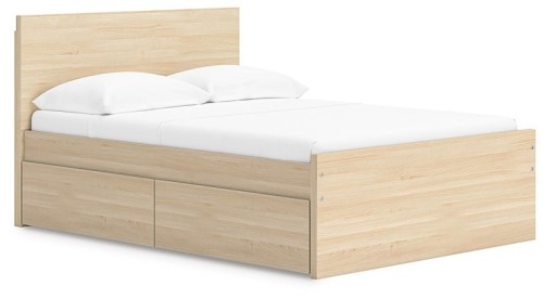 Onita - Natural - Twin Panel Platform Bed With 1 Side Storage