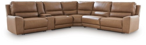 DeepWakes - 5-Piece Power Reclining Sectional - Caramel