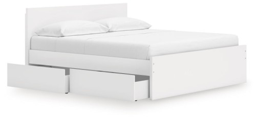 Onita - White - Queen Panel Platform Bed With 2 Side Storage