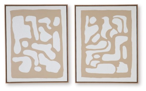Waldett - Beige / White - Wall Art Set (Set of 2)