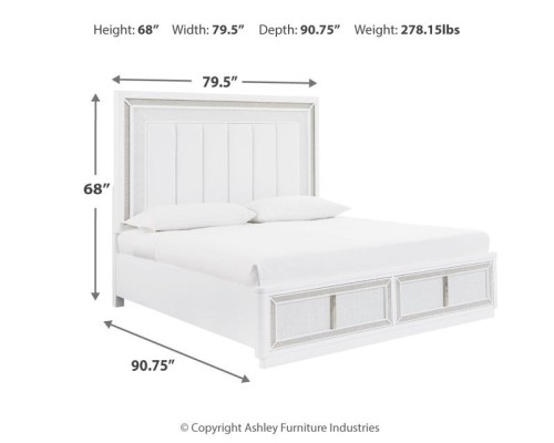 Chalanna - White - California King Upholstered Storage Bed