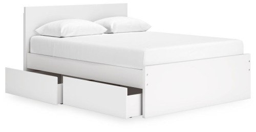 Onita - White - Queen Panel Platform Bed With 1 Side Storage