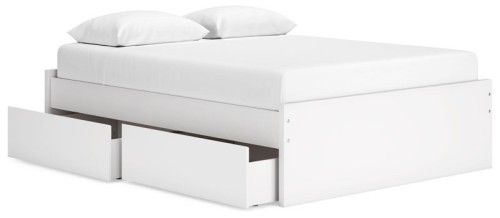 Onita - White - Full Platform Bed With 1 Side Storage