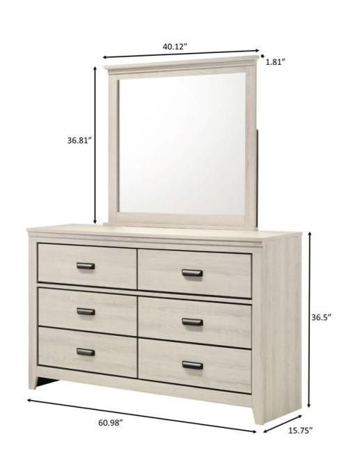 Carter - Dresser & Mirror - White
