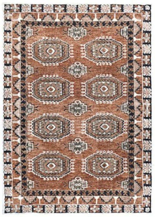 Qaabiz - Sienna / Ivory / Black - Medium Rug