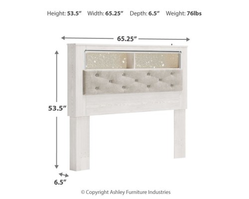 Altyra - White - King UPH Panel Bookcase HDBD