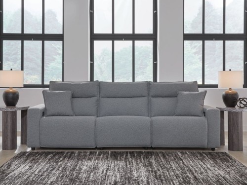 ModMax II - Salt And Pepper - 3-Piece Power Reclining Sectional With LAF Chaise And Audio Console