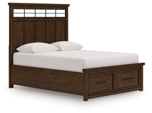 Taffenbrook - Medium Brown - Queen Panel Storage Bed