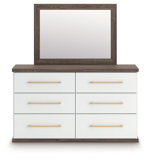 Kendanport - Brown / White - Six Drawer Dresser