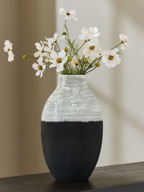 Girtha - Antique White / Black - Vase - 13"