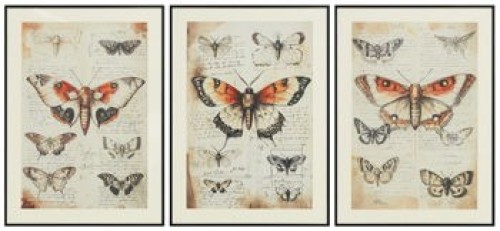 Jossletts - Orange / Black / Ivory - Wall Art Set (Set of 3)