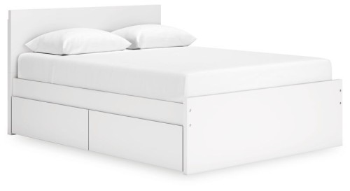 Onita - White - Queen Panel Platform Bed With 1 Side Storage