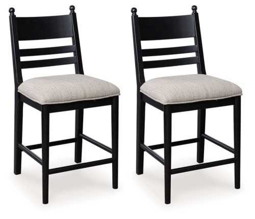 Greddinton - Black - Upholstered Barstool (Set of 2)