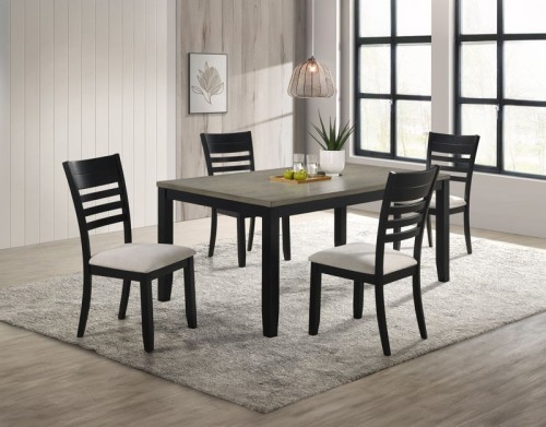 Folio - 5 Piece Dining Room Set - Light Brown / Black