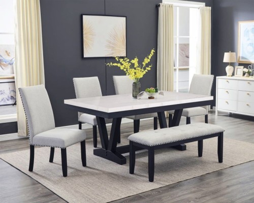 Varley - 6 Piece Dining Room Set - White / Gray