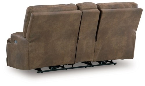 Beckley Place - Earth - Power Reclining Loveseat With Console / Adjustable Headrest