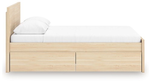 Onita - Natural - Twin Panel Platform Bed With 1 Side Storage