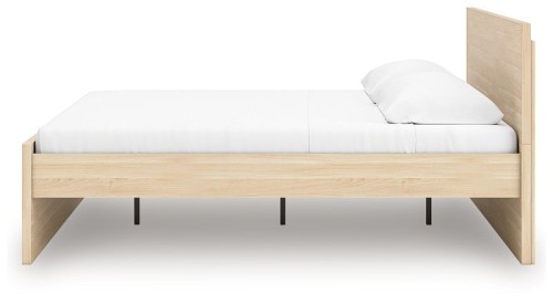 Onita - Natural - Twin Panel Platform Bed With 1 Side Storage