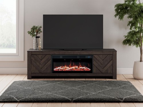 Cayboni - Black - LG TV Stand With Fireplace Option