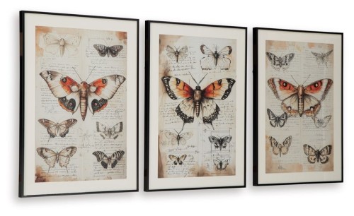 Jossletts - Orange / Black / Ivory - Wall Art Set (Set of 3)