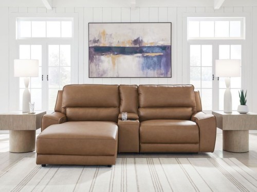 DeepWakes - 5-Piece Power Reclining Sectional - Caramel