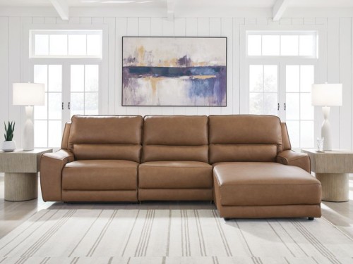 DeepWakes - 5-Piece Power Reclining Sectional - Caramel
