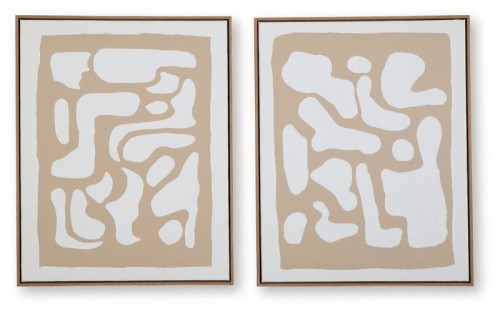 Waldett - Beige / White - Wall Art Set (Set of 2)