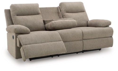 Side-Swipe - Mocha - Reclining Sofa With Drop Down Table