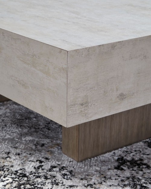 Jorlaina - Light Grayish Brown - Square End Table With Faux Cement Top