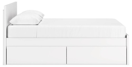 Onita - White - Queen Panel Platform Bed With 1 Side Storage