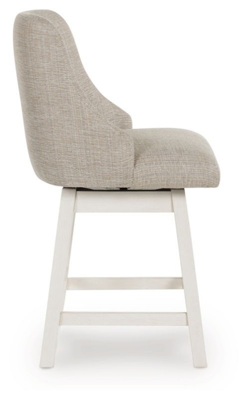 Robbinsdale - Antique White - Upholstered Swivel Curved Back Barstool (Set of 2)