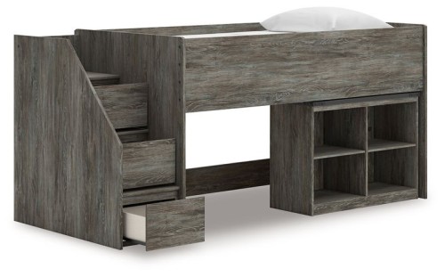Frandern - Gray - Twin Loft Bed With Drawer Storage