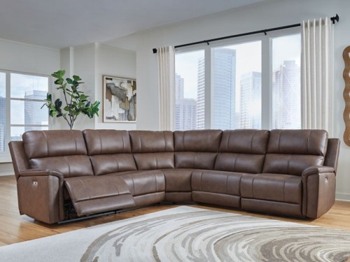Bleckley - Espresso - 5-Piece Power Reclining Sectional With RAF And LAF Recliners