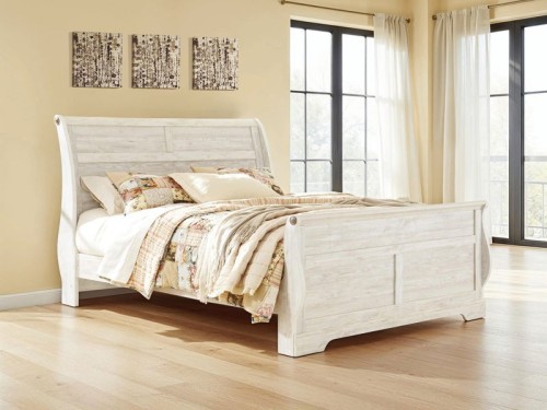 Willowton - Whitewash - Queen Sleigh Bed