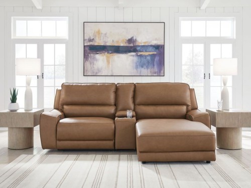 DeepWakes - 5-Piece Power Reclining Sectional - Caramel