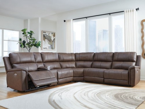 Bleckley - Espresso - 5-Piece Power Reclining Sectional With RAF And LAF Recliners