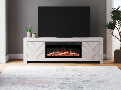 Cayboni - Black - LG TV Stand With Fireplace Option