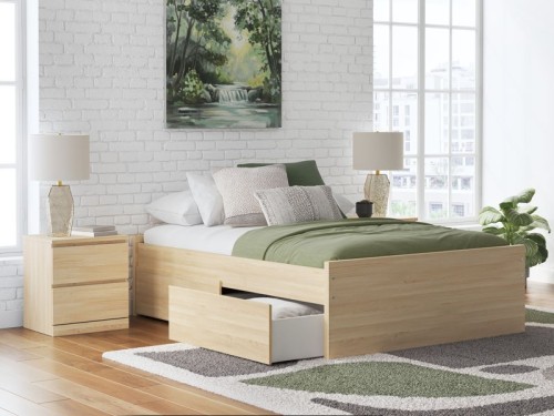 Onita - Natural - Twin Platform Bed With 1 Side Storage