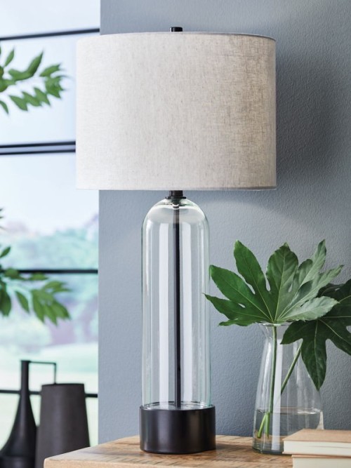 Kerrbrook - Clear / Black - Glass Table Lamp
