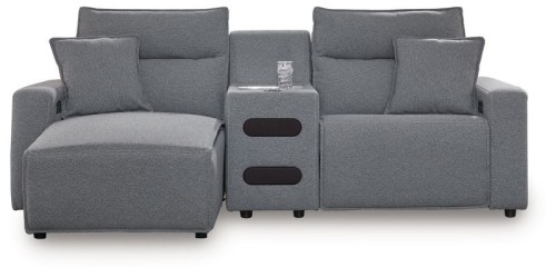 ModMax II - Salt And Pepper - 3-Piece Power Reclining Sectional With LAF Chaise And Audio Console