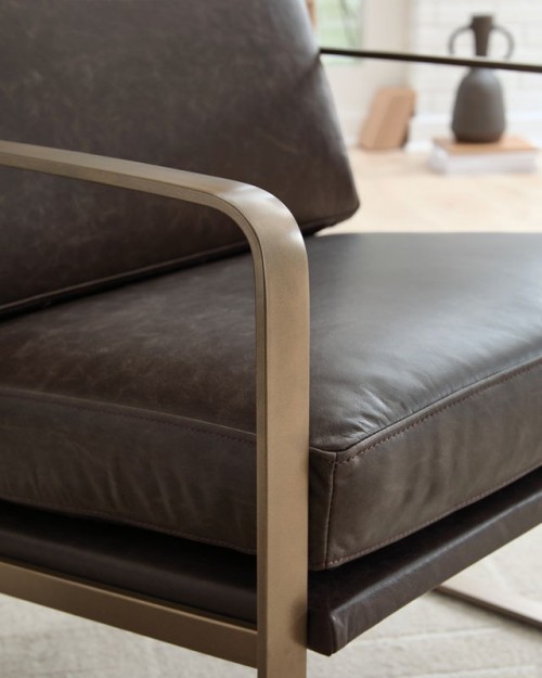Bradett - Dark Brown / Gold Finish - Accent Chair