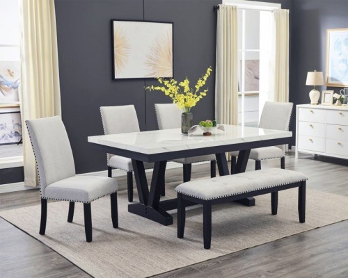 Vance - 6 Piece Dining Room Set - White / Gray