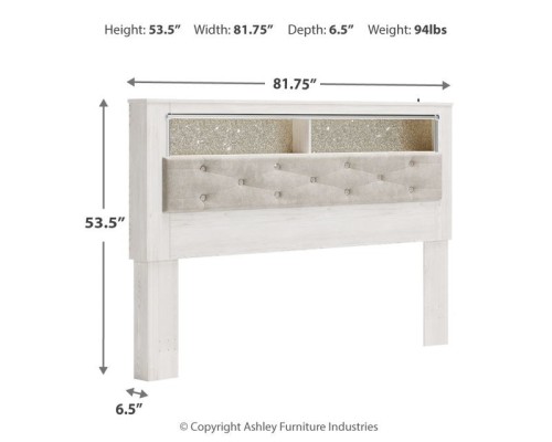 Altyra - White - King UPH Panel Bookcase HDBD
