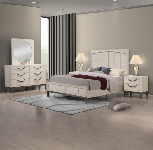 Veda - King 5 Piece Bedroom Set - Beige