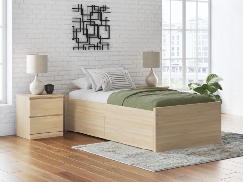 Onita - Natural - Twin Platform Bed With 1 Side Storage