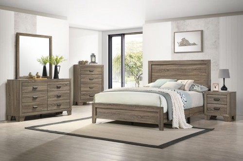 Millie - Full 5 Piece Bedroom Set - Warm Gray